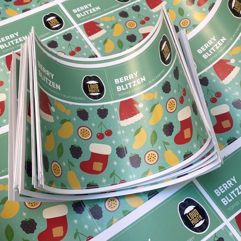 One of our most popular finishes. Waterproof matt vinyl labels. Split the run over as many designs as